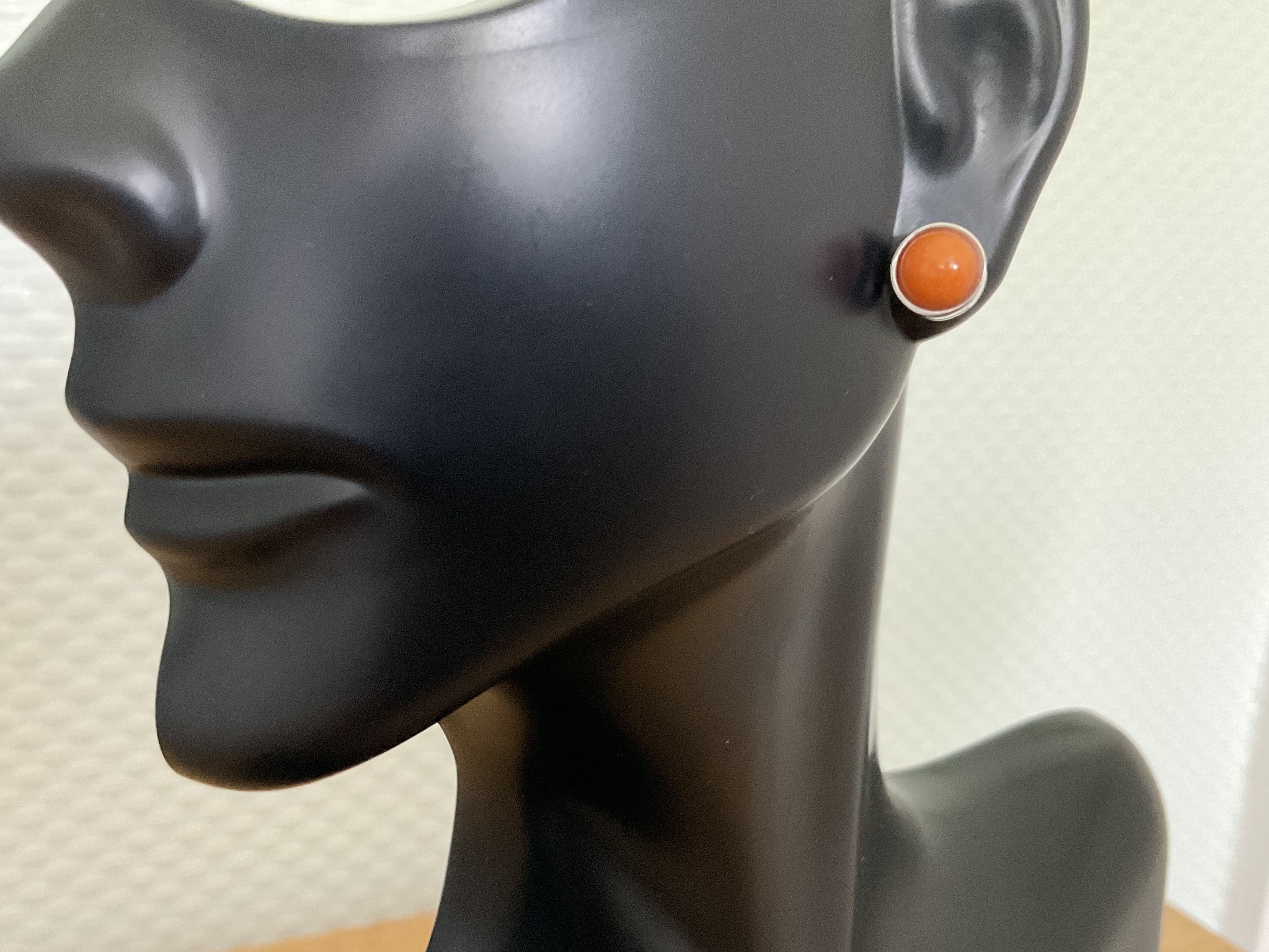 Orange Jade Gemstone Stud Earrings